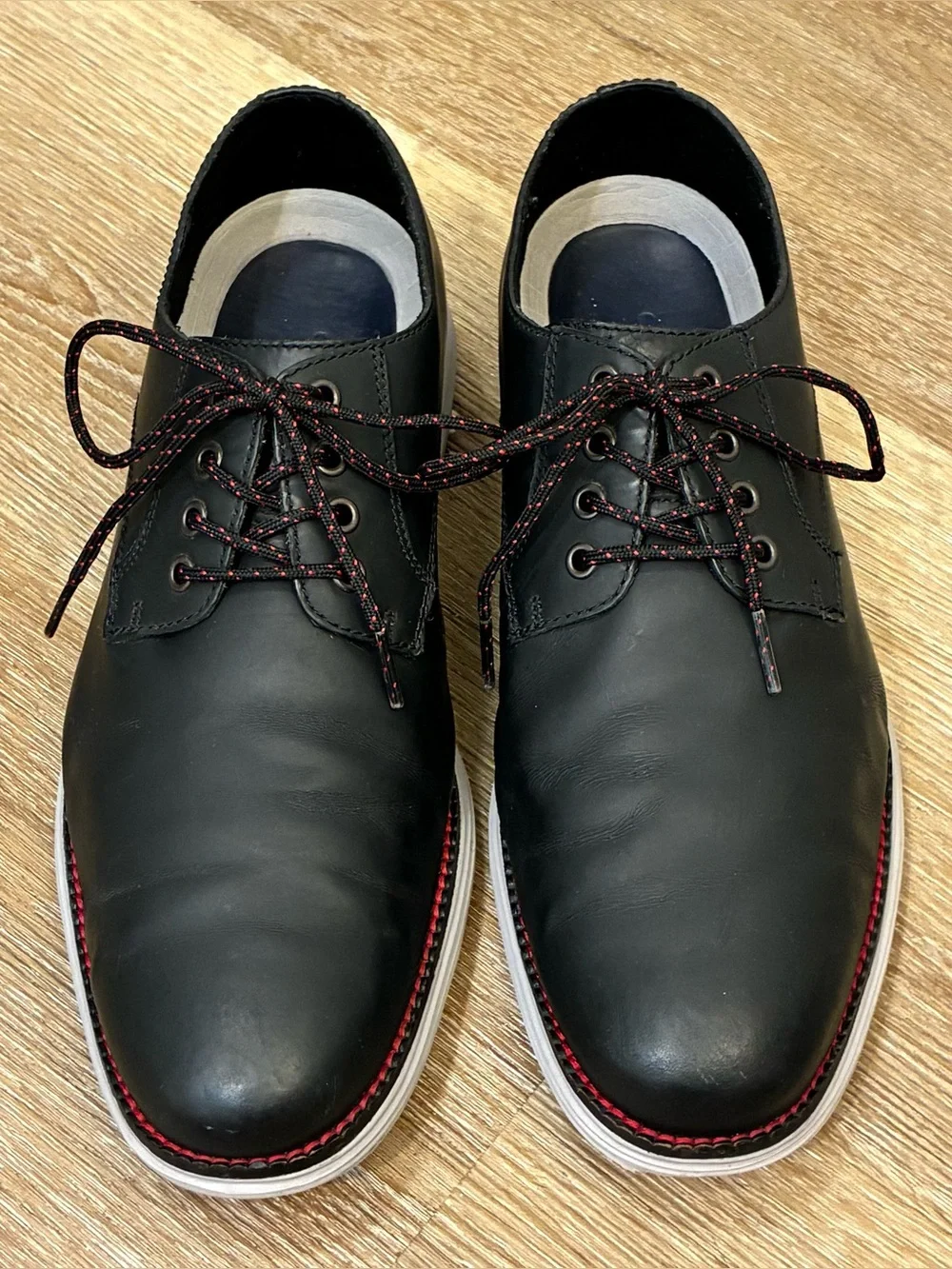 Cole Haan Original Grand Plain Toe Derby Shoes Black Matte Leather Men’s 8 W
